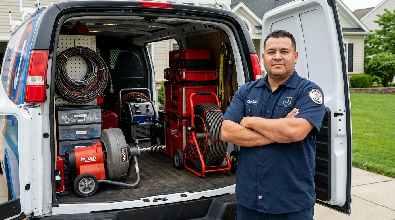 Professional drain cleaning equipment and Johns Plumbing LLC plumber in Monson