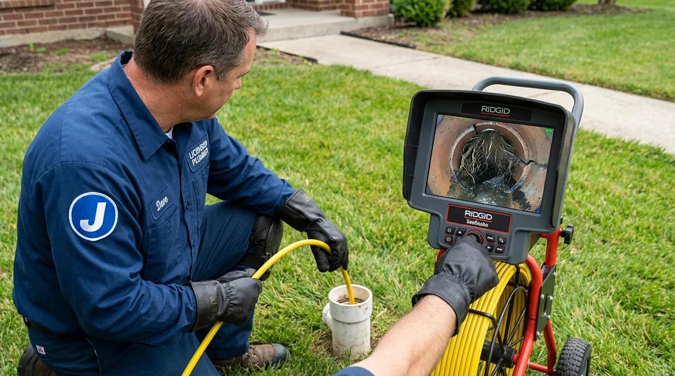 Sewer camera inspection being performed by Johns Plumbing LLC in Monson